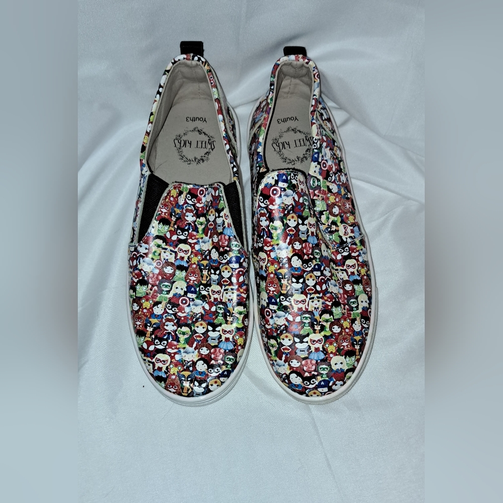 SWEET KICKS Super Heros Slip-Ons Youth Size 3